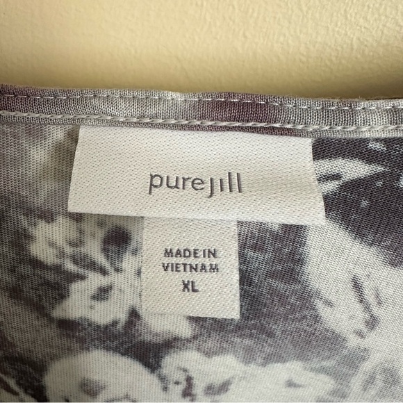 J Jill Purejill Purple Floral Print Scoopneck Modal Knit Long Sleeve Top Shirt - Picture 4 of 6